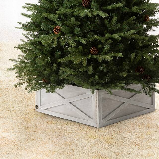 Glitzhome 26"L/ 22"L Handcrafted Wooden Christmas Tree Collar