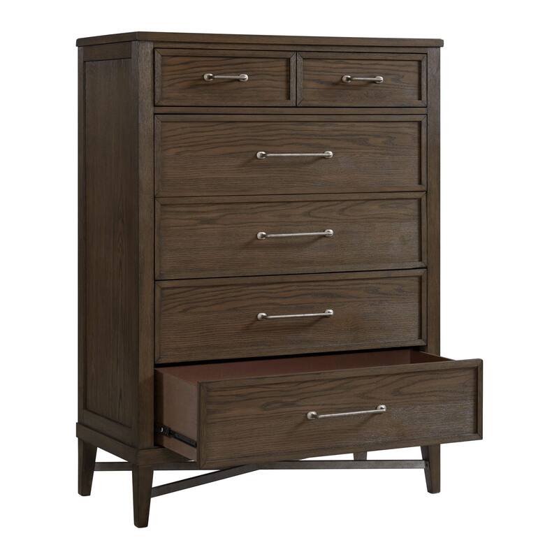 Preston 40" Wide Bedroom Chest with 5 Drawers, Weathered Vintage Oak