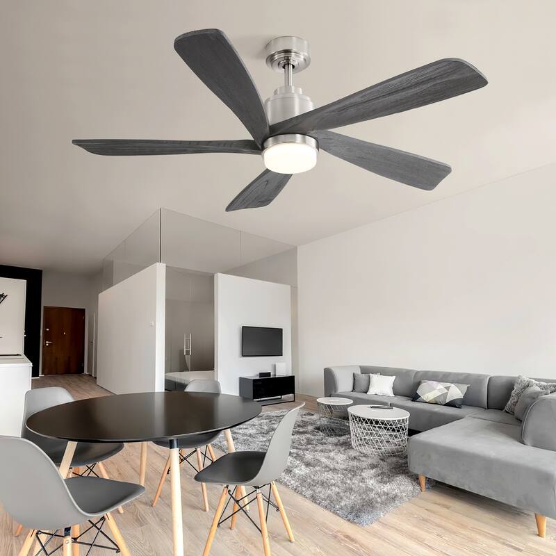 Sofucor 52" Solid Wood Noiseless Ceiling Fans with Dimmable LED Light Optional and Remote, 6-Speed Reversible, Smart Optional