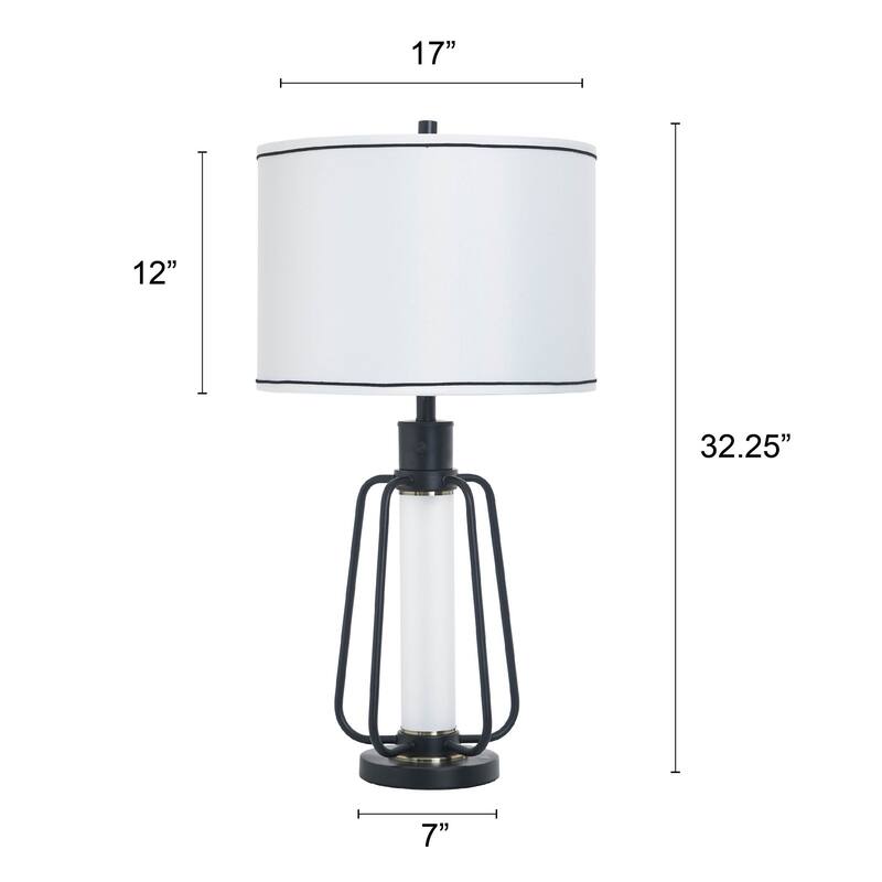 StyleCraft Steel Table Lamp with Nightlight - Breny - White Shade