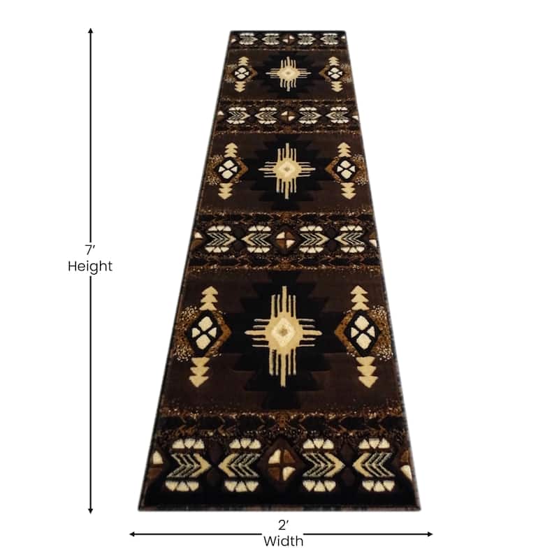 Traditional Southwestern Style Olefin Fiber Geometric Area Rug