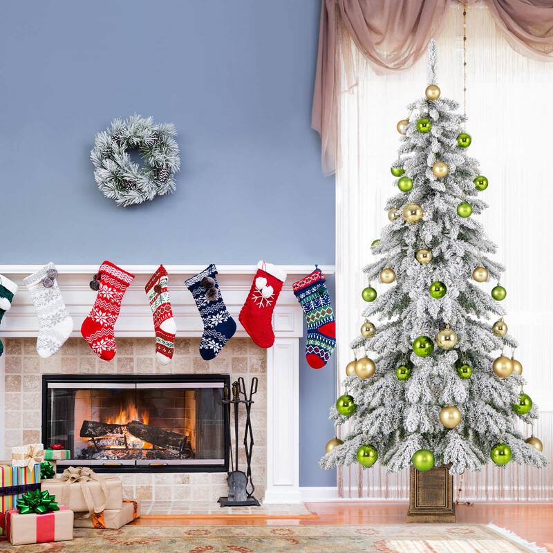 Costway 1 PCS 6 FT Artificial Xmas Tree Hinged Christmas Tree with 589 - 1 PCS