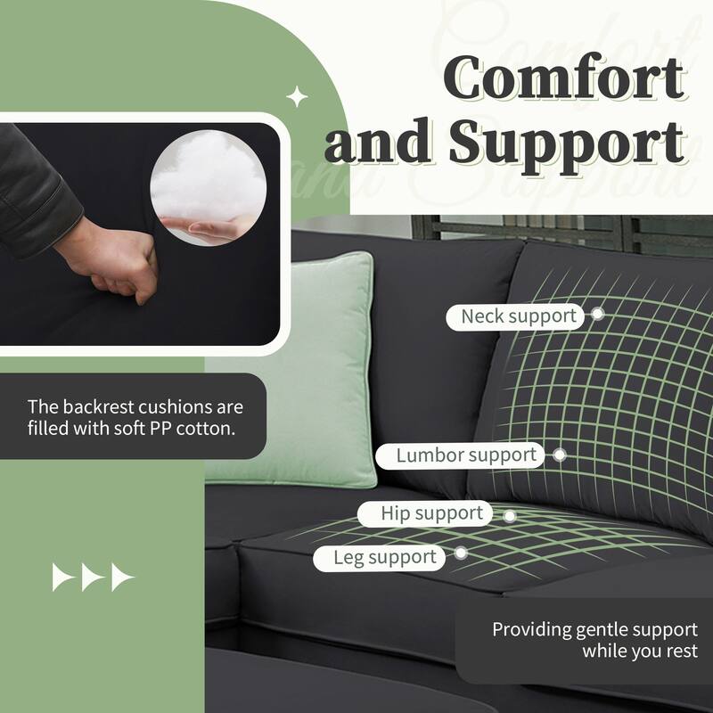 112" Fabric Modular Sectional Sofa with Ottoman & 3 Pillows (7-Piece Set)