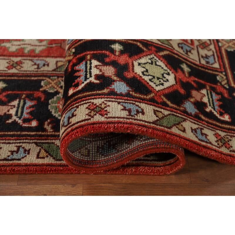 Heriz Serapi Oriental Area Rug Hand-Knotted Wool Carpet - 8'11" x 12'1"