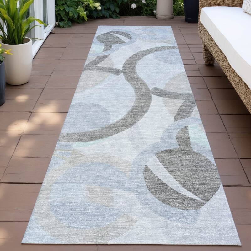 Machine Washable Indoor/Outdoor Contemporary Deco Chantille Rug - Taupe - 2'3" x 7'6"