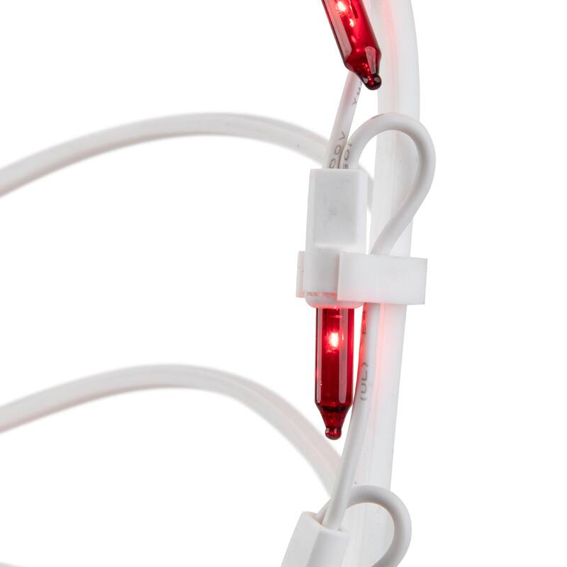 Lighted Bow Window Silhouette Christmas Decoration - 14" - Red Lights