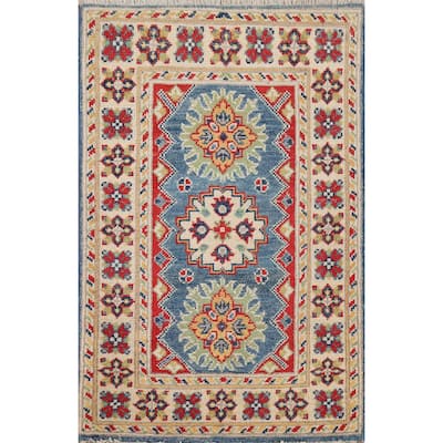 Blue Kazak Oriental Foyer Rug Hand-Knotted Accent Wool Carpet - 2'0" x 3'0"