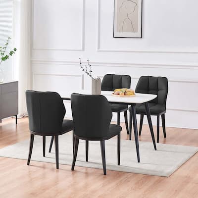 Checkered Faux Leather Upholstered Dining Chairs, Set of 2/4 - 33.7"H x 17.4"W x 17.4"D
