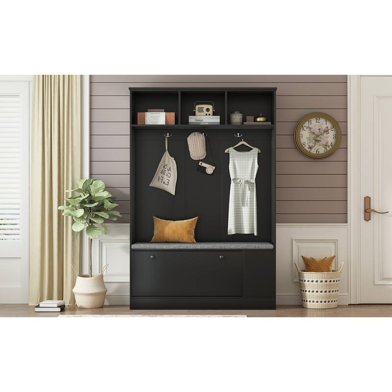 Entryway Bench With Coat Rack