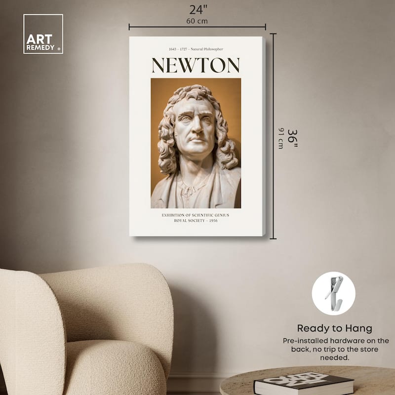 Newton's Likeness in Marble Canvas by Art Remedy, Gallery Wrapped