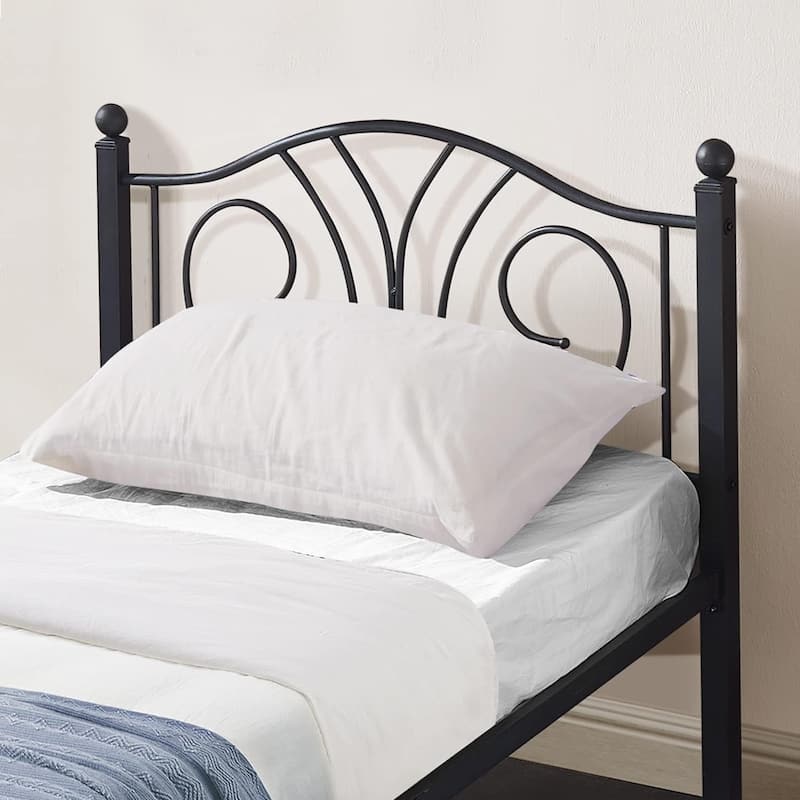 VECELO Platform Bed Frame with Scroll Headboard, Twin/Full/Queen Size Beds