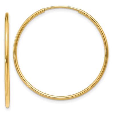 Curata 14k Yellow Gold 28x28mm Endless Hoop Earrings