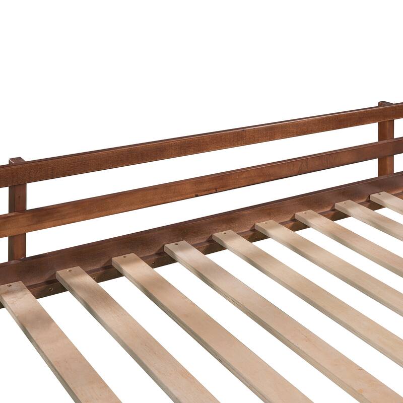 Twin size Loft bed Wood bed with Slide, Stair and Chalkboard,Walnut