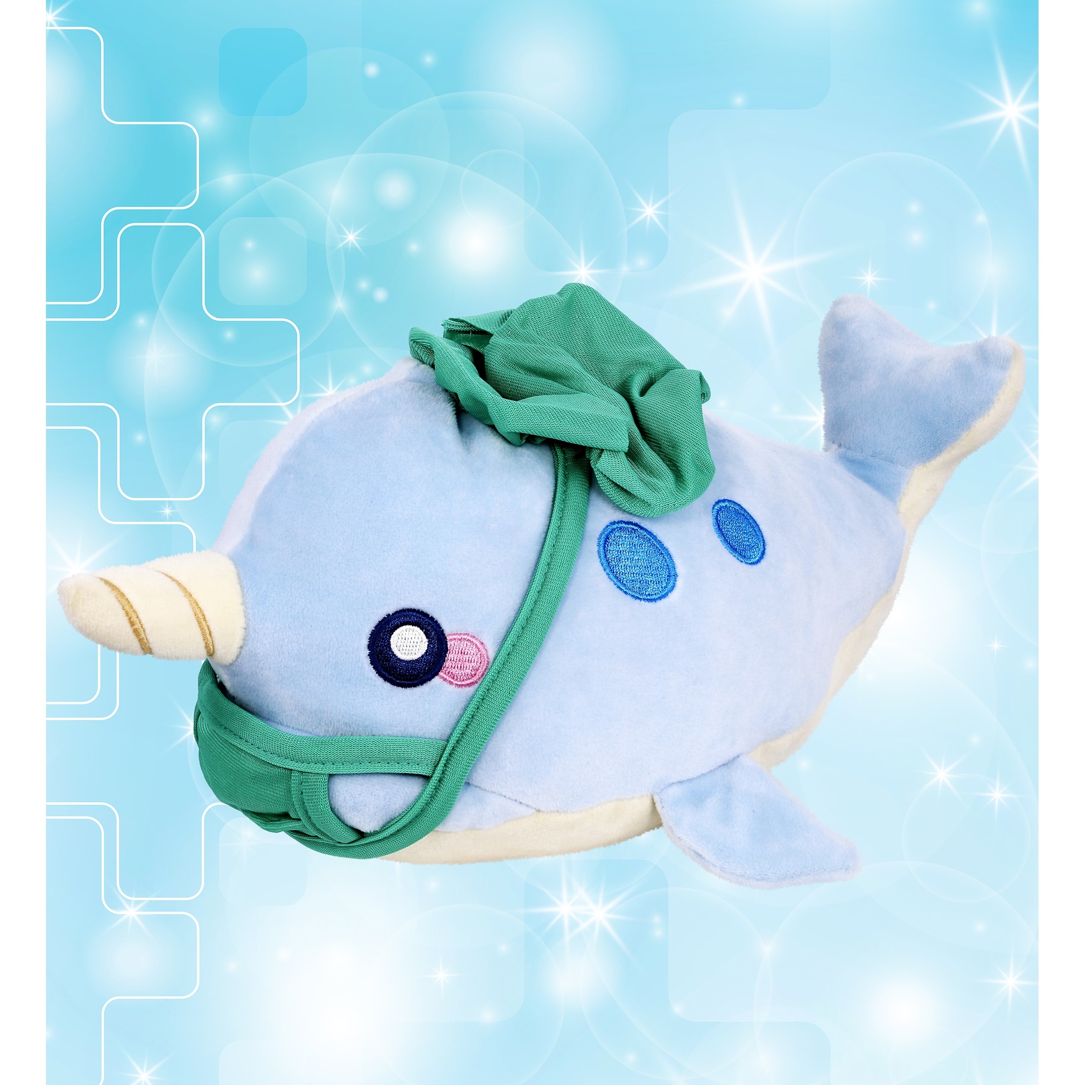 DolliBu Blue Narwhal Doctor Baby Soft Plush with Scrub Cap & Face