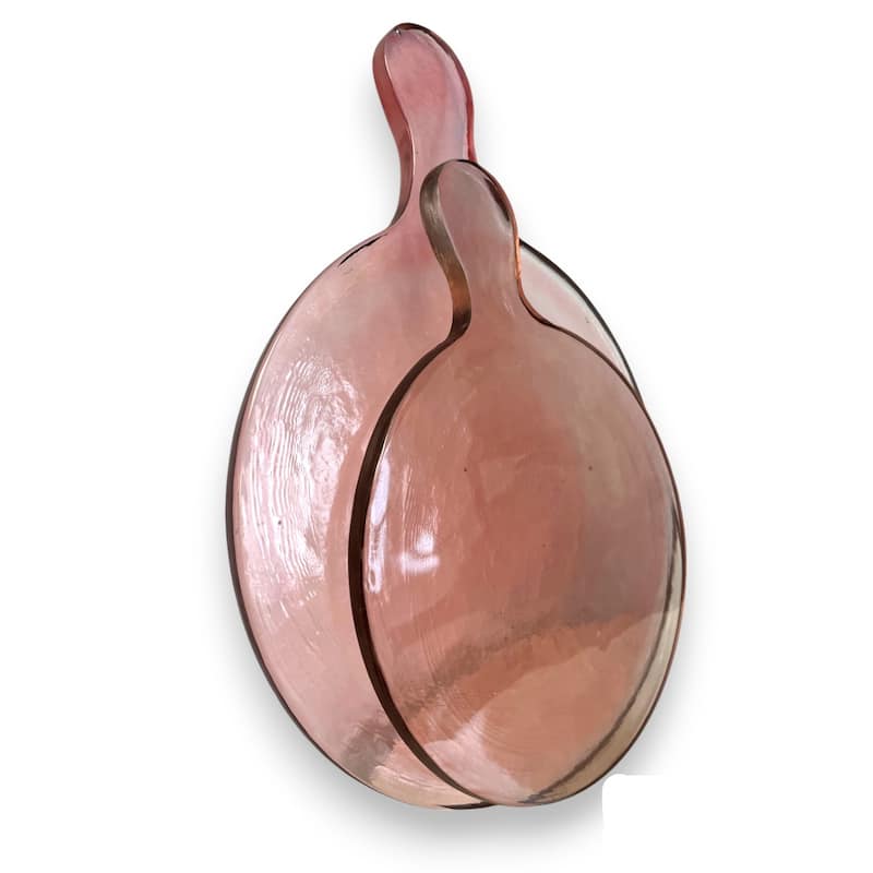 Small Round Recycled Glass Serving Board Dia 12" & W 9" - Pink