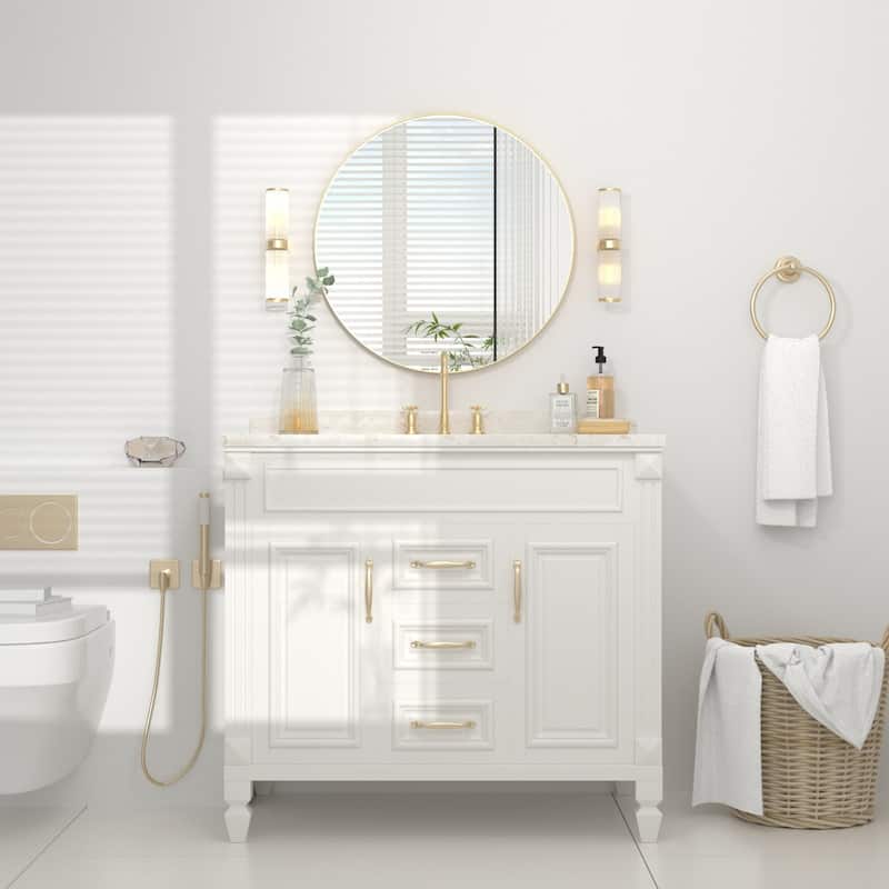 Modern Wall Mirrors, Round Mirror with Metal Framed, Bathroom Mirror with Round Corner Vanity Mirror Accent Mirror