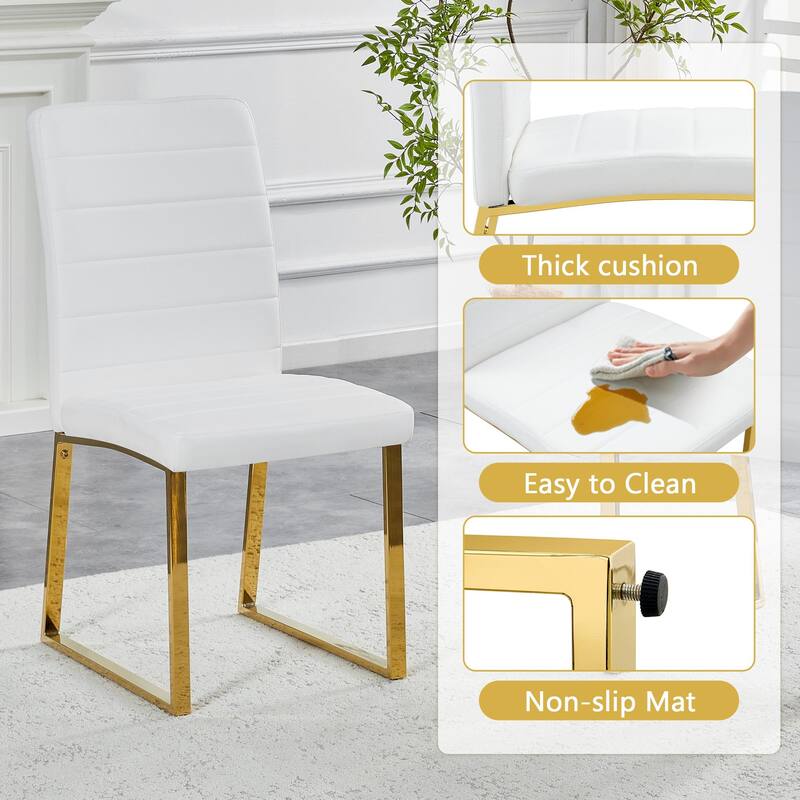 5-Piece Modern Tempered Glass Dining Table Set, 63-Inch Dining Table with 4 Minimalist Style Chairs