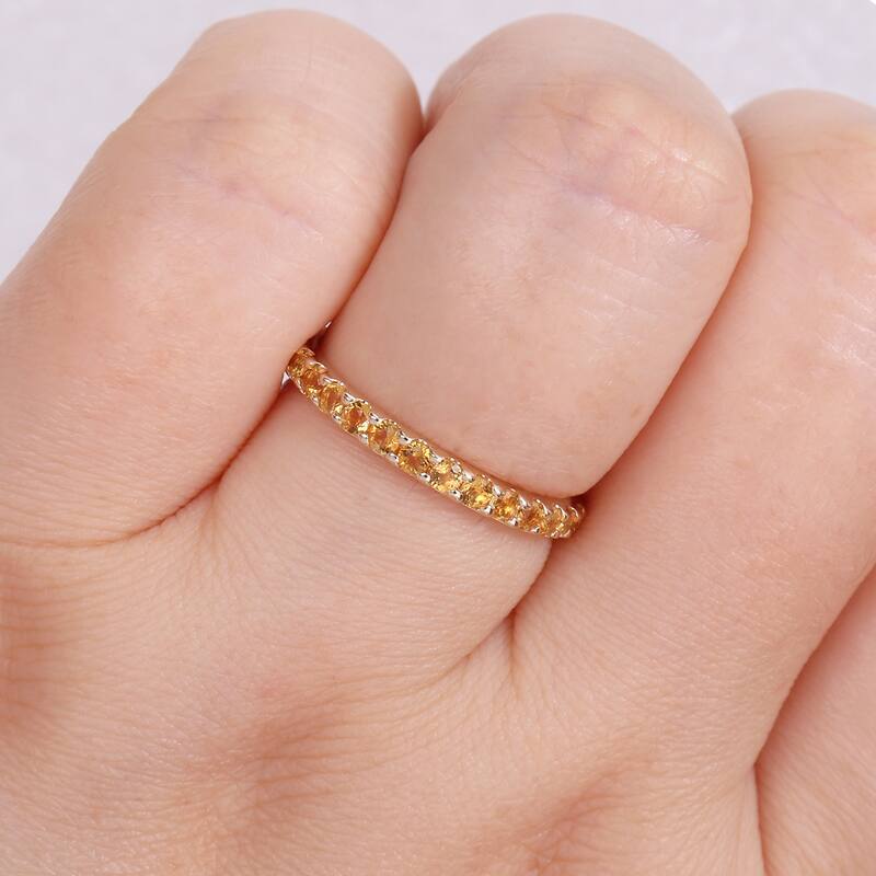 Miadora 10k Yellow Gold Citrine Stackable Eternity Band Ring