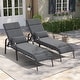 preview thumbnail 36 of 35, Outdoor Adjustable Patio Chaise Lounge Chair with Cushion Beach Poolside 2PC - DarkGrey