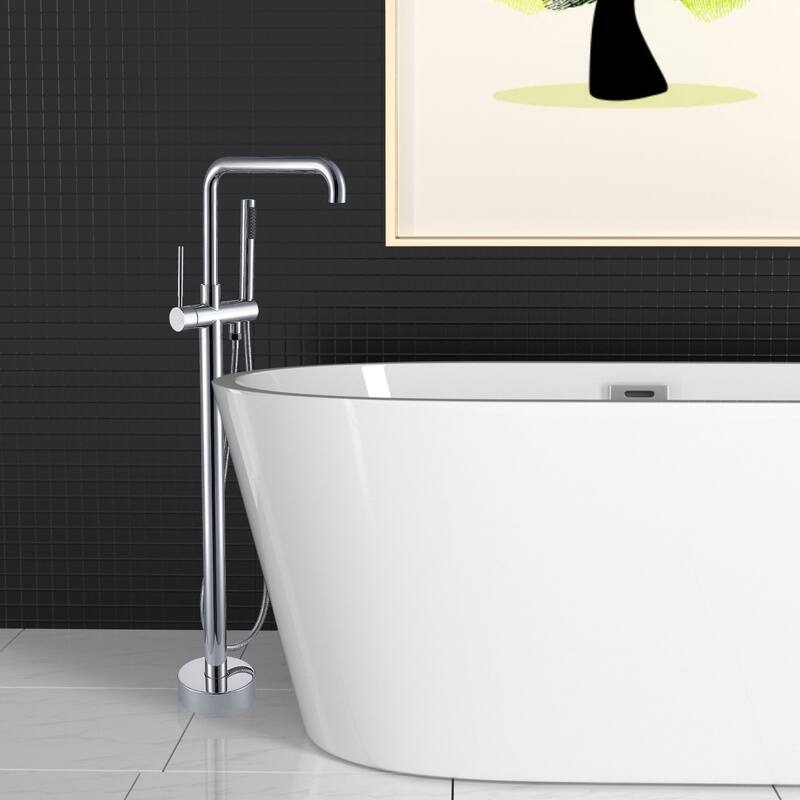 Floor Mounted Single Handle Bathtub Faucet with Handheld Shower Bed