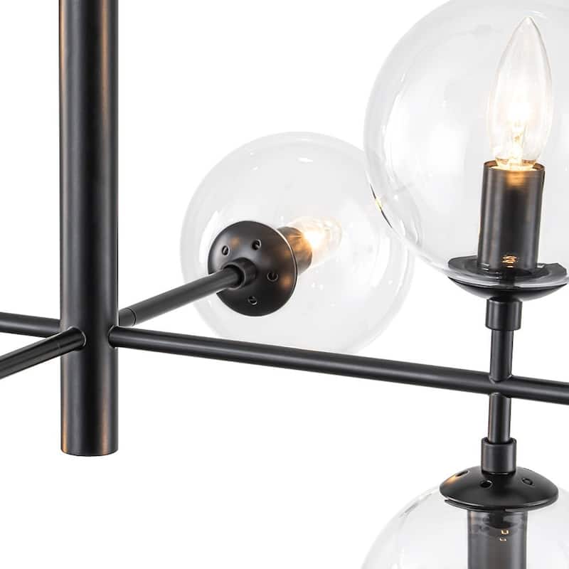 Mid-Century 8-Light Clear Glass Globe Sputnik Island Chandelier