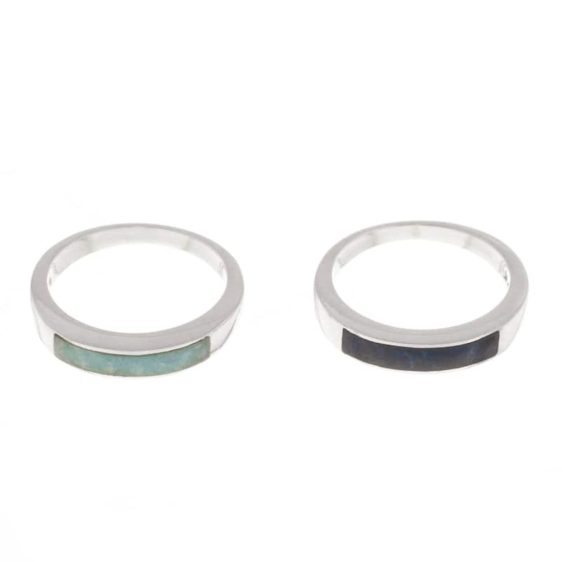 Novica Handmade Dual Enchantment Sodalite And Amazonite Band Rings (Pair)