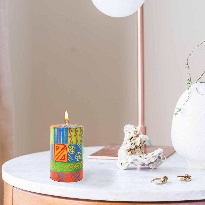 Handmade Pillar Candle with Shahida Design (South Africa)