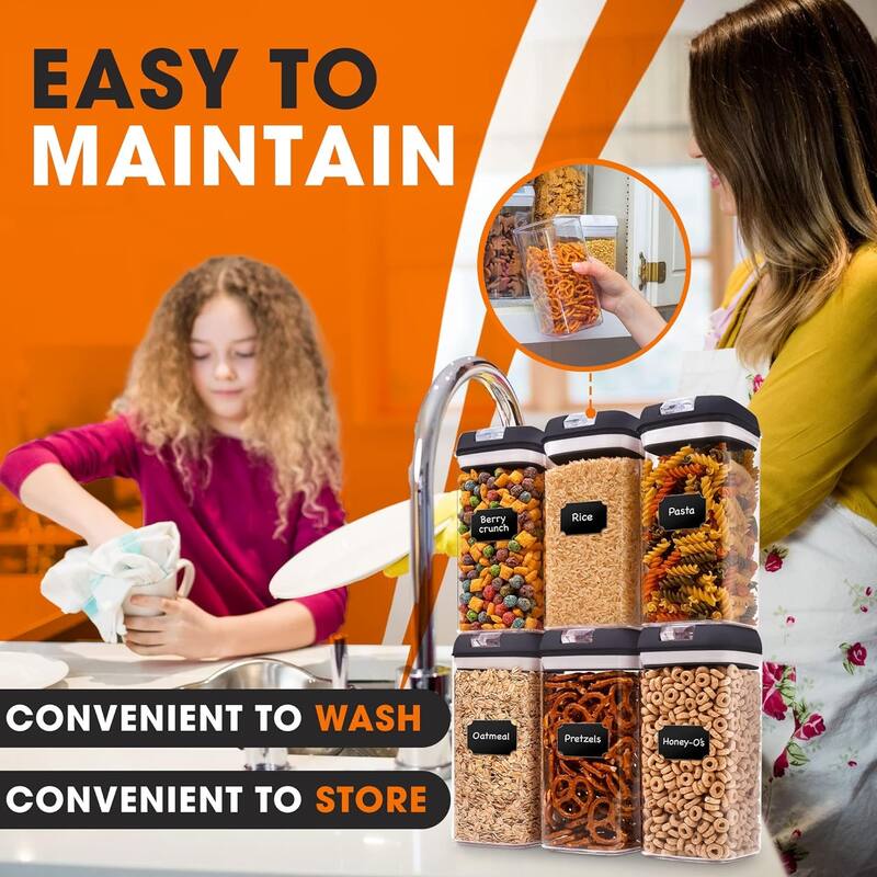 Cheer Collection Set of 6 Uniform Size Airtight Food Storage Containers