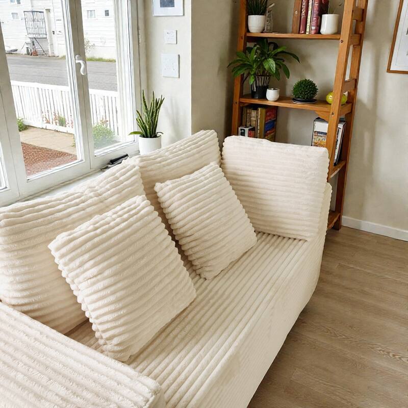 135.5 Inch U Shaped Modular Sectional Sofa, 6 Seat Corduroy Chaise Couch with Reversible Layout