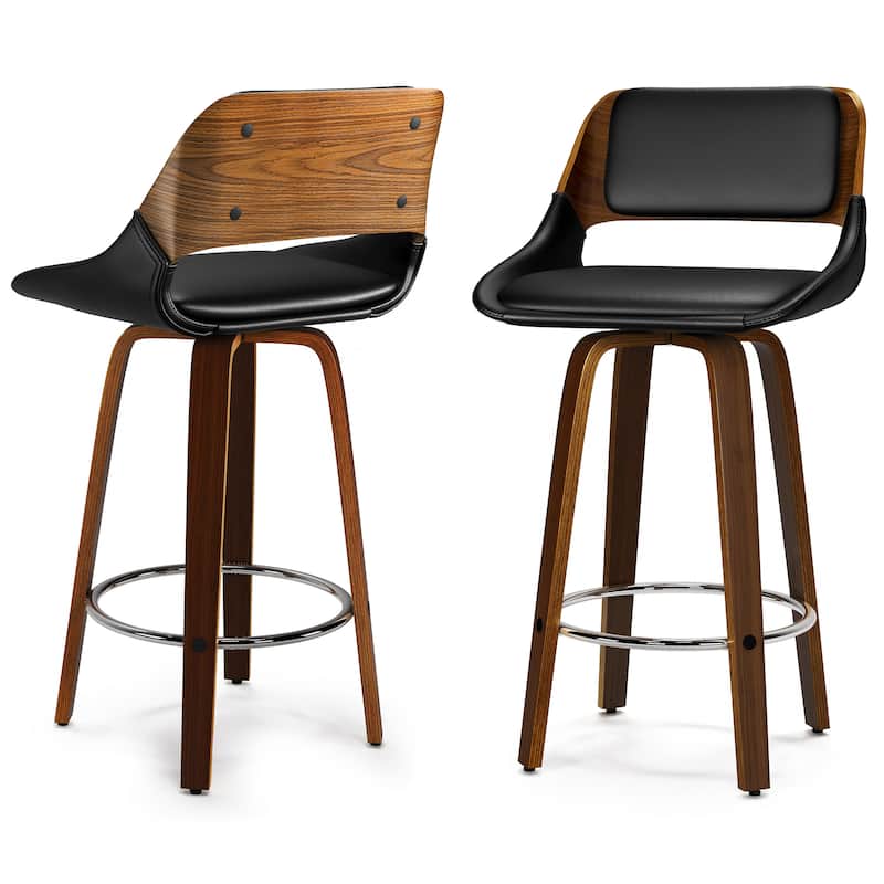 WYNDENHALL Mara Contemporary 16 inch Swivel Bar Stool (Set of 2) - 18.7"D x 18.5"W x 36.6"H