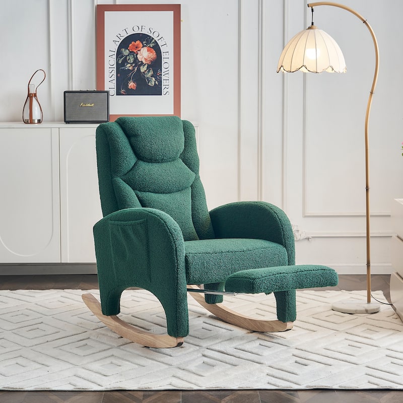 Teddy Fabric Nursery Rocking Chair With Adjustable Footrest