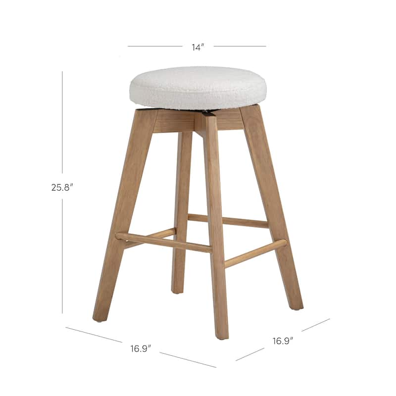 Nathan James Amalia Backless Counter Height 360 Swivel Seat Wood Bar Stool