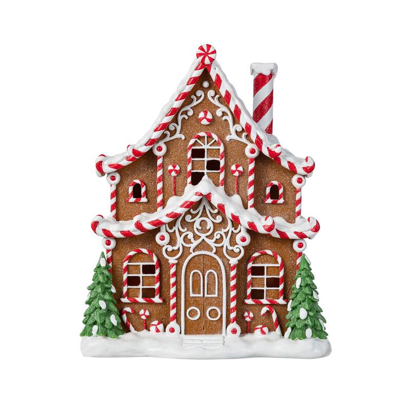 Glitzhome 11.75"H Christmas Lighted Resin Village Table Decor
