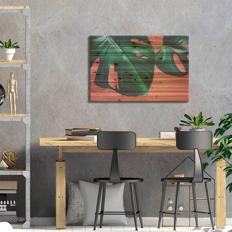 Monstera II Print On Wood by LEEMO - Multi-Color