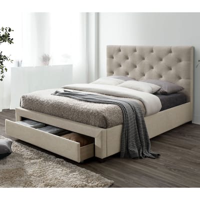 Furniture of America Malaer Modern Tufted 1-drawer Platform Bed