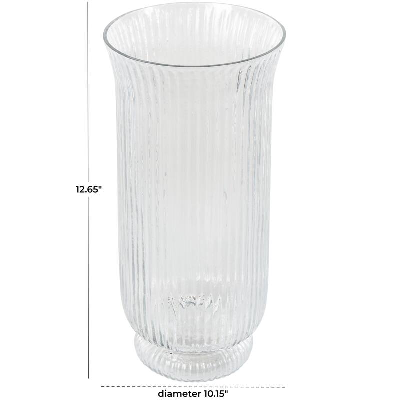 Glass Ribbed Fluted Candle Holder - Clear - Roche River Decor - 6"W x 6"L x 13"H