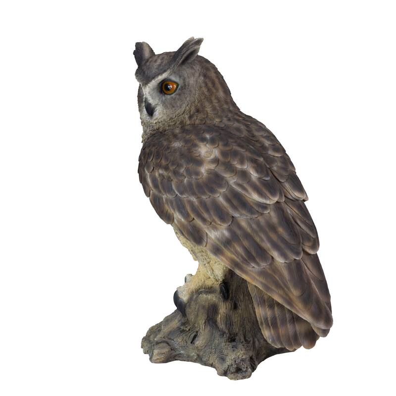 Long Eared Owl on Branch Outdoor Garden Statue - 17.5"