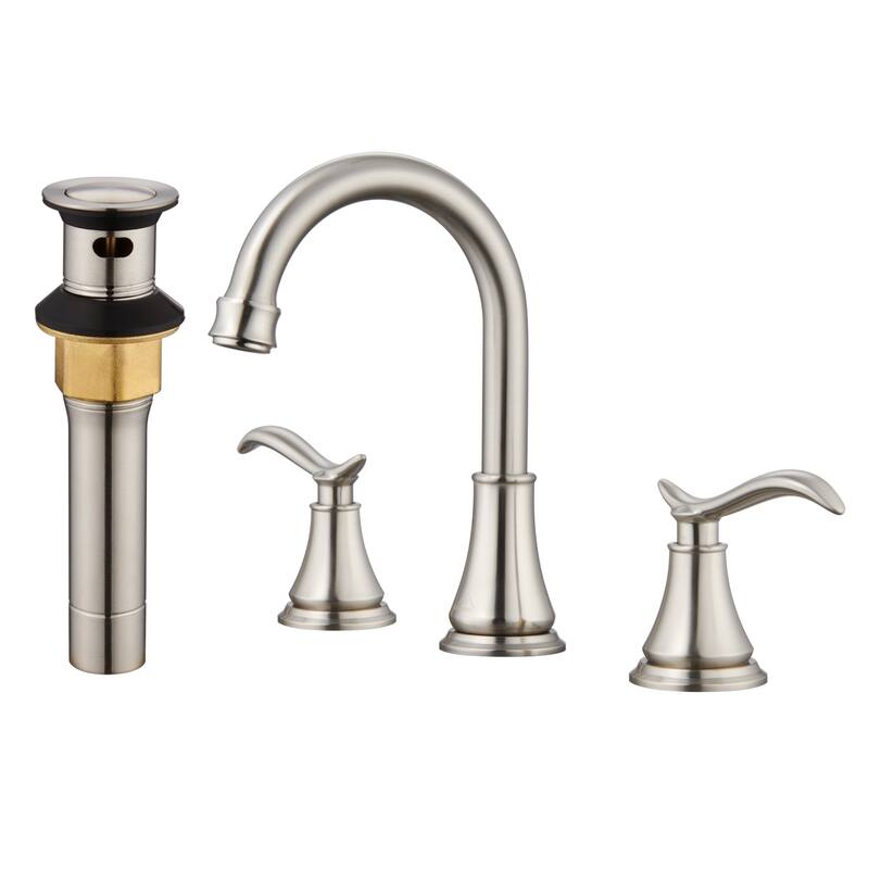 8 in. Widespread Double Handle Bathroom Faucet with Drain Kit Included