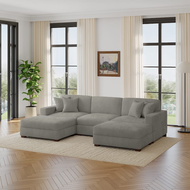 Modern Chenille Oversized Modular Sectional Sofa with 2 Ottoman