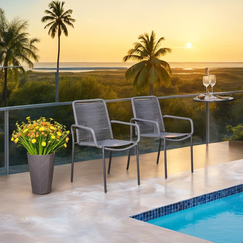 Made4Home Palaio Rope Side Chairs Set of 2 Stackable Indoor/Outdoor