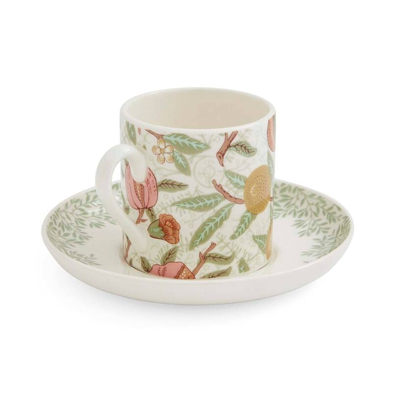 Portmeirion Morris & Co Espresso Cup & Saucer Asst, Set of 4 - 2.6 in x 4.8-in