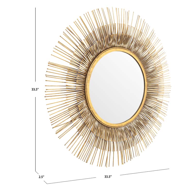 SAFAVIEH Weslon 34-inch Gold Sunburst Round Mirror - 33.5" W x 2.5" L x 33.5" H