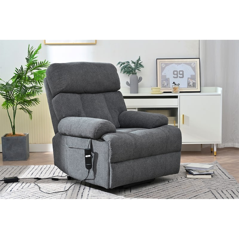 Oversized Power Lift Recliner Chair For Elderly,Reclining Sofa Chair With Remote Control,Side Pocket,Spacious Seat