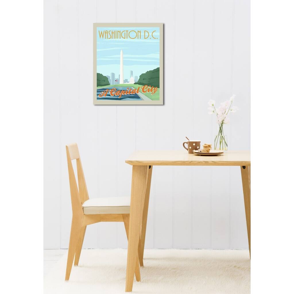 Oliver Gal 'Washington DC Postcard' Advertising Wall Art Canvas Print - Blue, Green