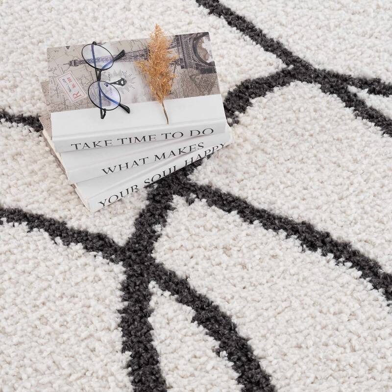 Hauteloom Brad Shaggy High Plush Pile Abstract Striped Area Rug