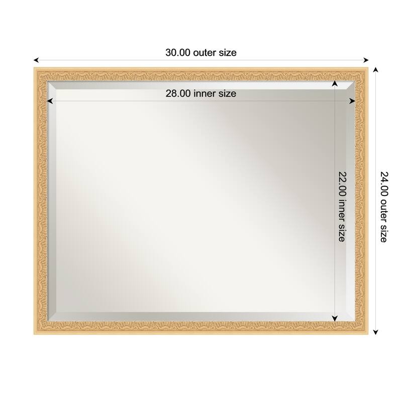 Bethany Beveled Wood Framed Wall Mirror - 30 x 24 in - Bethany Gold