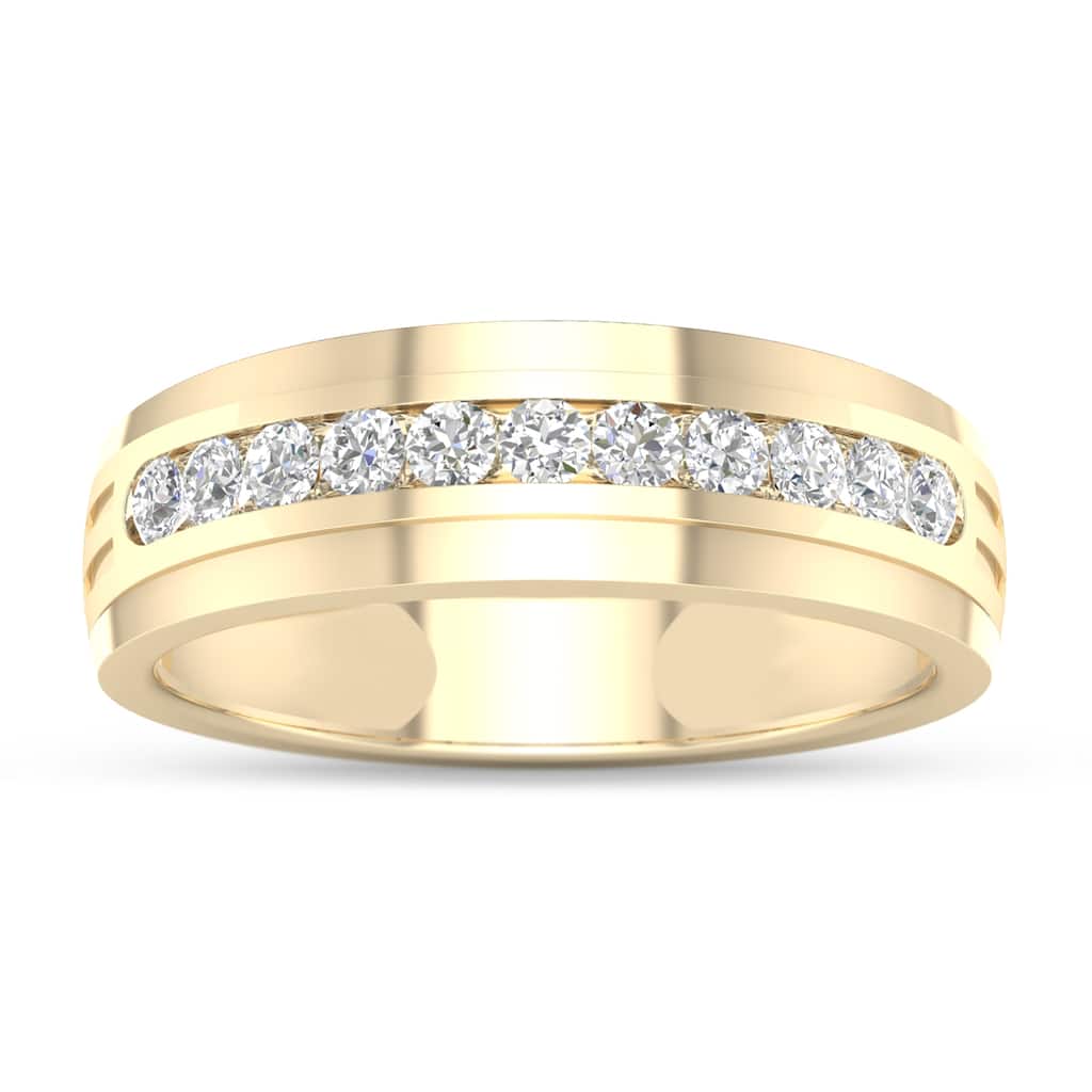 1/2ct TDW Diamond Wedding Band in 10K Yellow Gold for Men