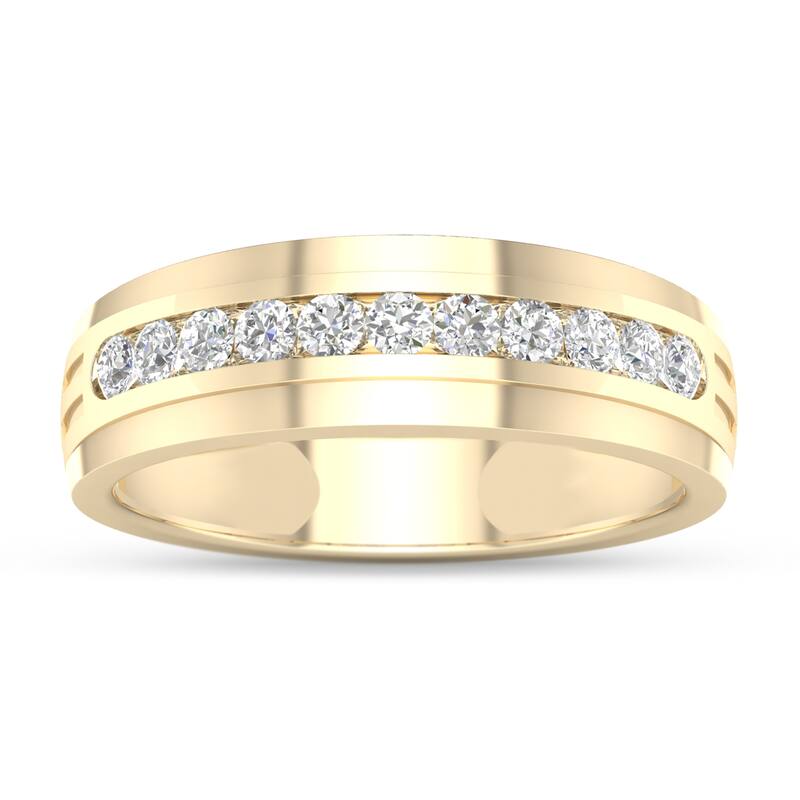 1/2ct TDW Diamond Wedding Band in 10K Yellow Gold for Men