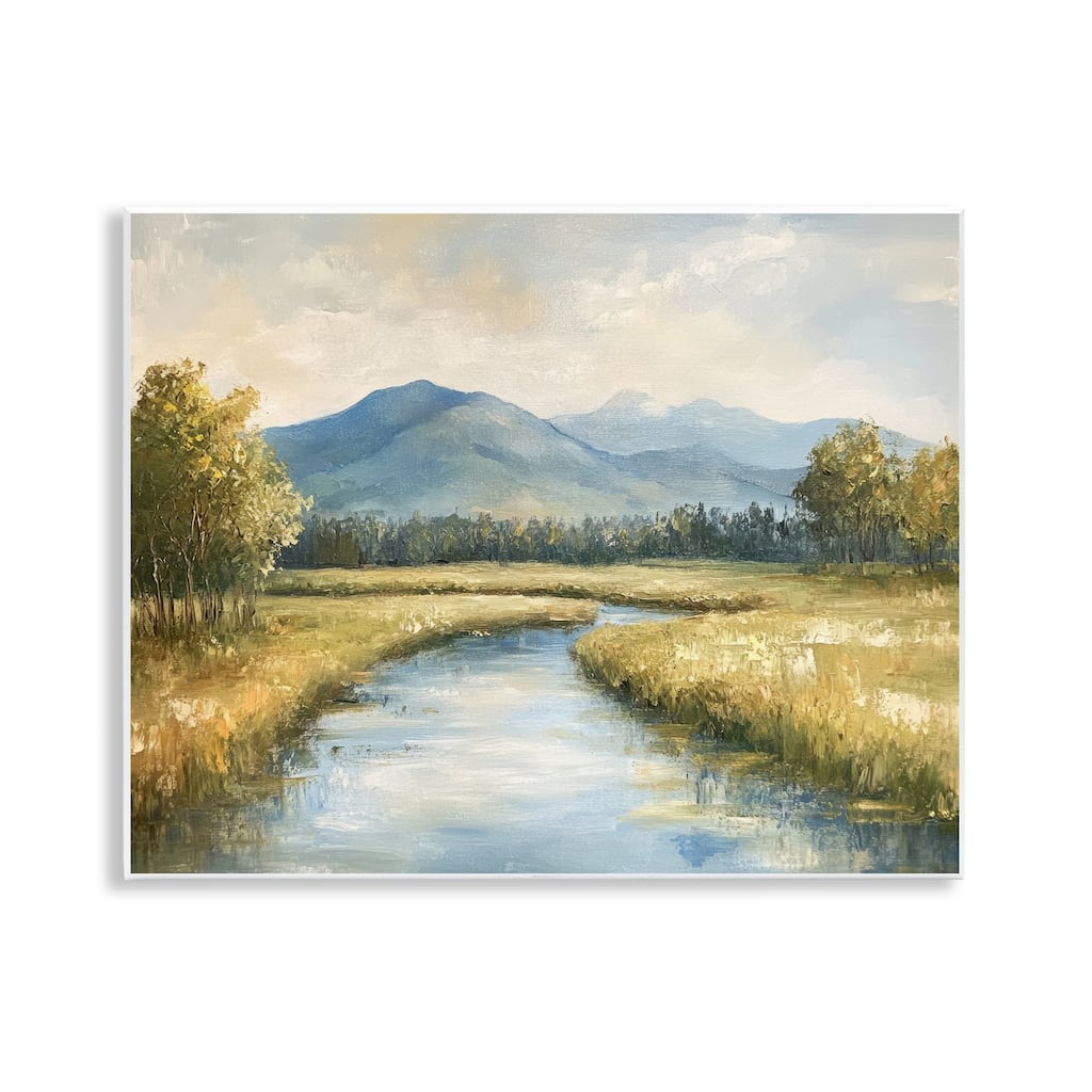 Stupell River Bend with Tall Grass Wall Plaque Art Design By Petal Prints Design