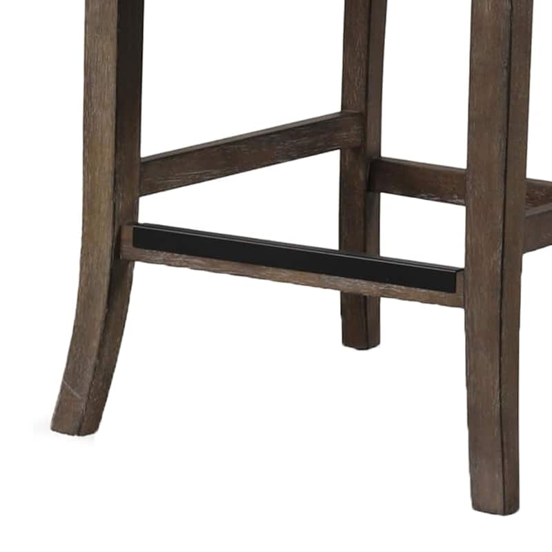 Asten Counter Stool Chair Set of 2, Dark Walnut Brown, Gray Seat